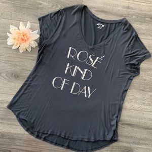 Apt. 9 Charcoal ‘Rose’ Kind of Day’ Graphic Scoop Neck Tee Size XL